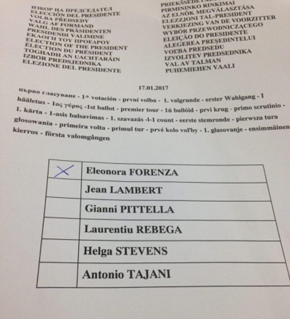 IU se abstuvo en la última votación para la presidencia del Parlamento Europeo ante la «ausencia de compromisos concretos» del grupo Socialdemócrata (S&D)