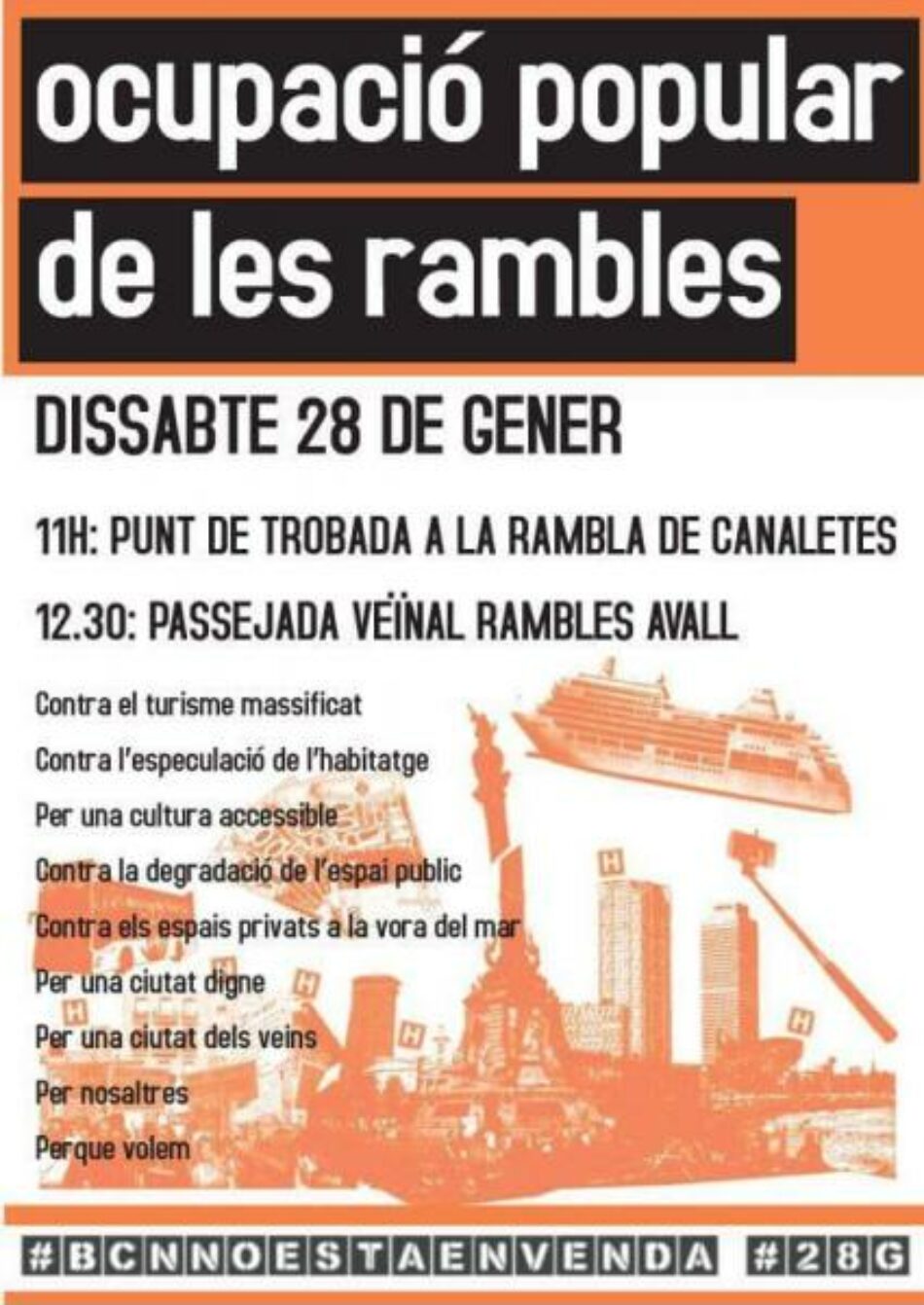 CGT de Barcelona juntament amb mig centenar d’organitzacions socials  ocuparan les Rambles el dissabte