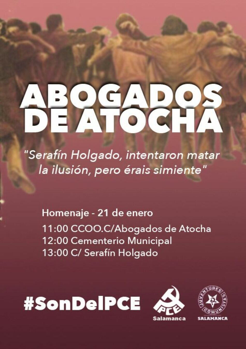 Homenaje al salmantino Serafín Holgado, asesinado en el despacho laboralista de Atocha junto con otros cinco compañeros