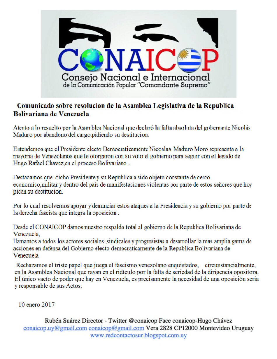 Venezuela: Comunicadores sociales de todo el continente respaldan al Presidente Maduro