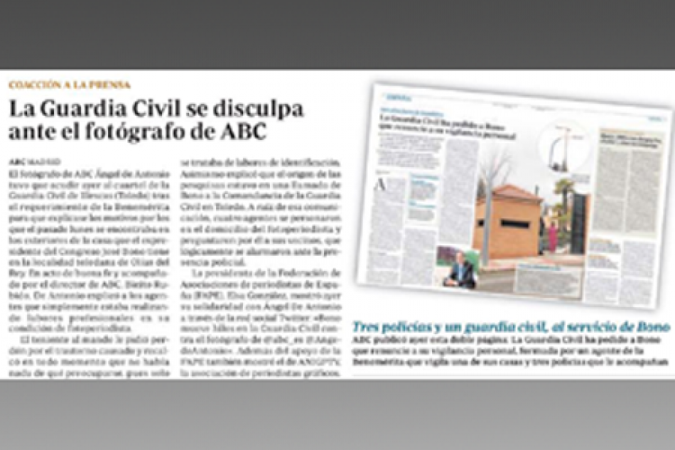 La Asociación Nacional de Informadores Gráficos de Prensa y Televisión (ANIGP-TV) denuncia actuación «desproporcionada de la Guardia Civil»