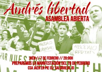 Asamblea abierta por la libertad de Andrés Bódalo en el CSA «Jaén en pie» el martes 7