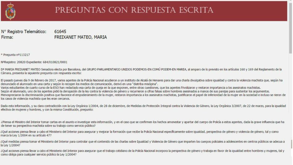 En Comú Podem solicita la comparecencia de Rajoy en el Senado para que explique las medidas urgentes que piensa adoptar después de que ya se contabilicen 10 asesinatos de mujeres en lo que va de año