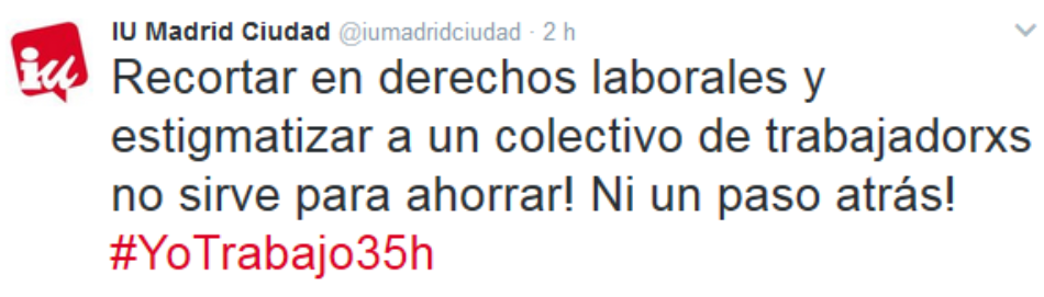 «¡Defendamos los derechos laborales! Por las 35 horas en el Ayuntamiento de Madrid»