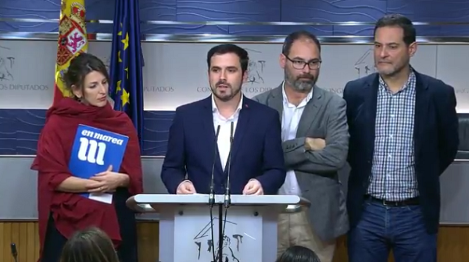 Garzón señala que buscará que la comisión de investigación sobre las entidades financieras “abarque al conjunto del mayor saqueo y estafa de la historia de España” y no sólo a Bankia