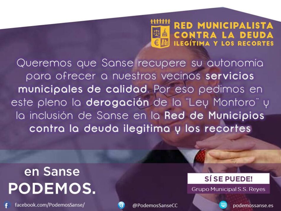 El Ayuntamiento de San Sebastián de los Reyes aprueba la moción de Podemos Sanse para adherirse a la Red Municipalista contra la deuda ilegítima y los recortes