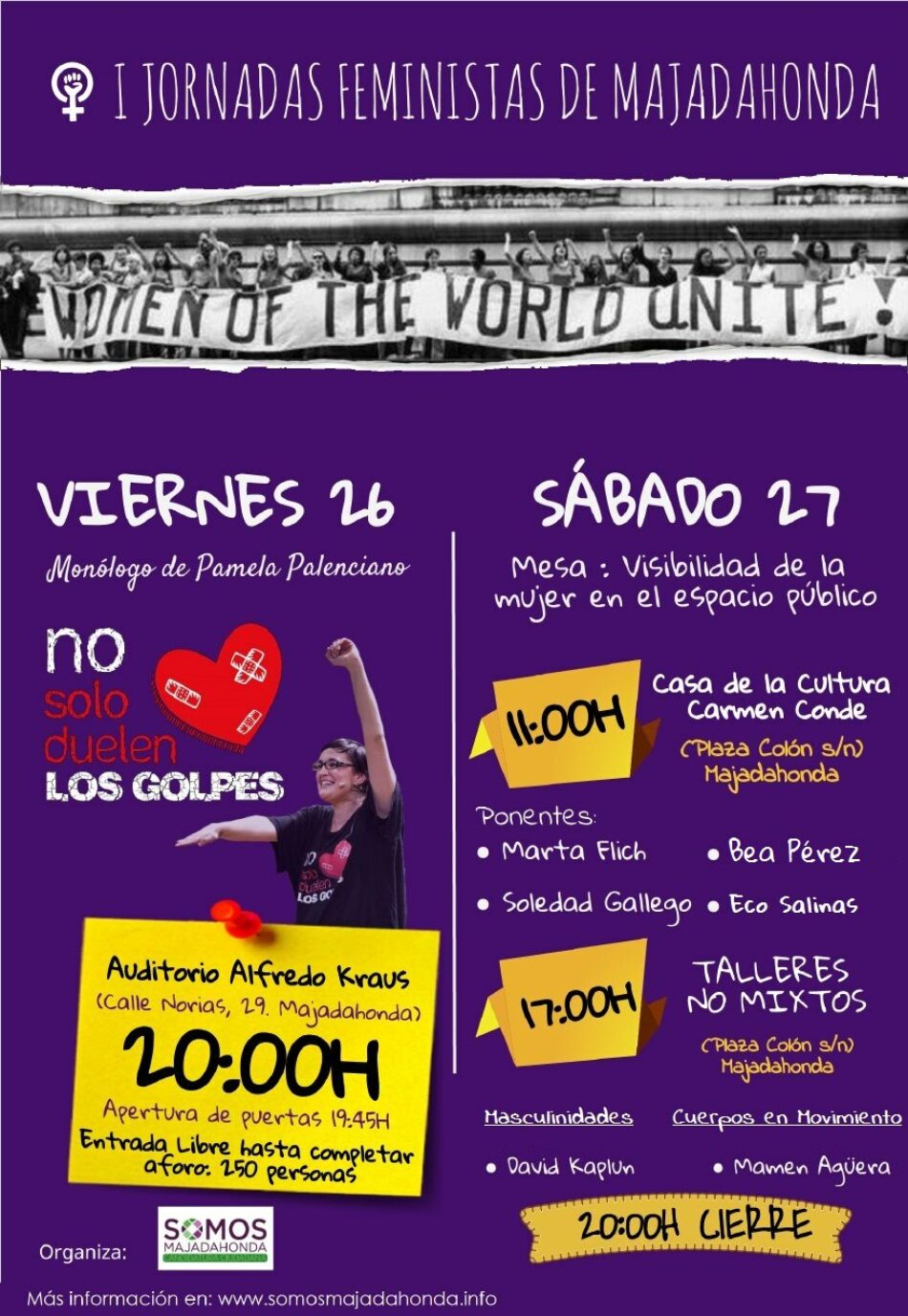 Somos Majadahonda organiza el próximo fin de semana las I Jornadas Feministas de Majadahonda, que se realizarán los días 26 y 27 de mayo