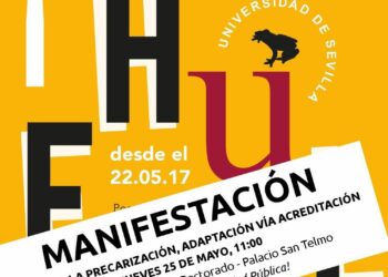 Manifestación de profesores en huelga de la US. 25 de mayo