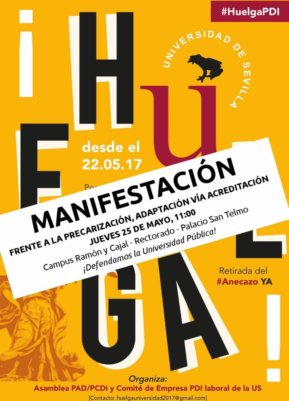 Manifestación de profesores en huelga de la US. 25 de mayo