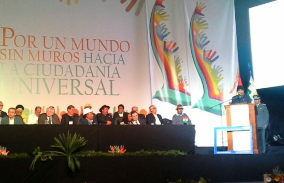 Conferencia Mundial de los Pueblos en Bolivia. Evo Morales: los mismos que encienden guerras levantan muros contra la humanidad