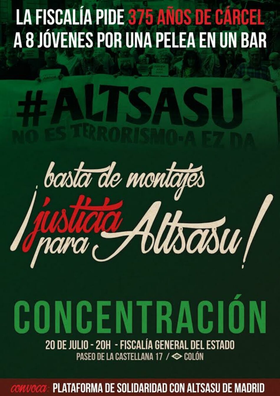 Concentración: «basta de montajes ¡Justicia para Altsasu!»