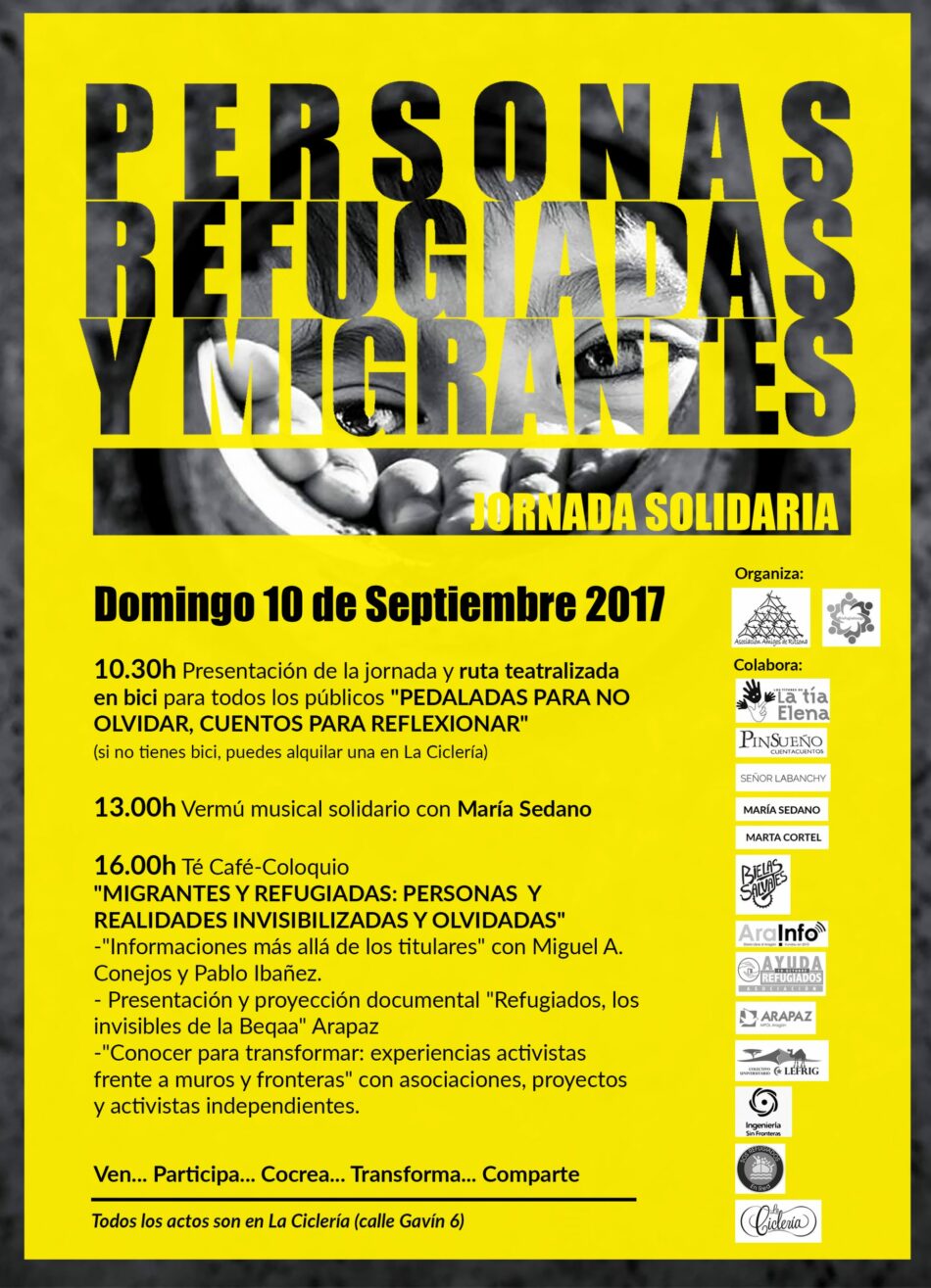 Zaragoza se vuelca con las personas refugiadas y migrantes en la jornada solidaria del 10 de septiembre