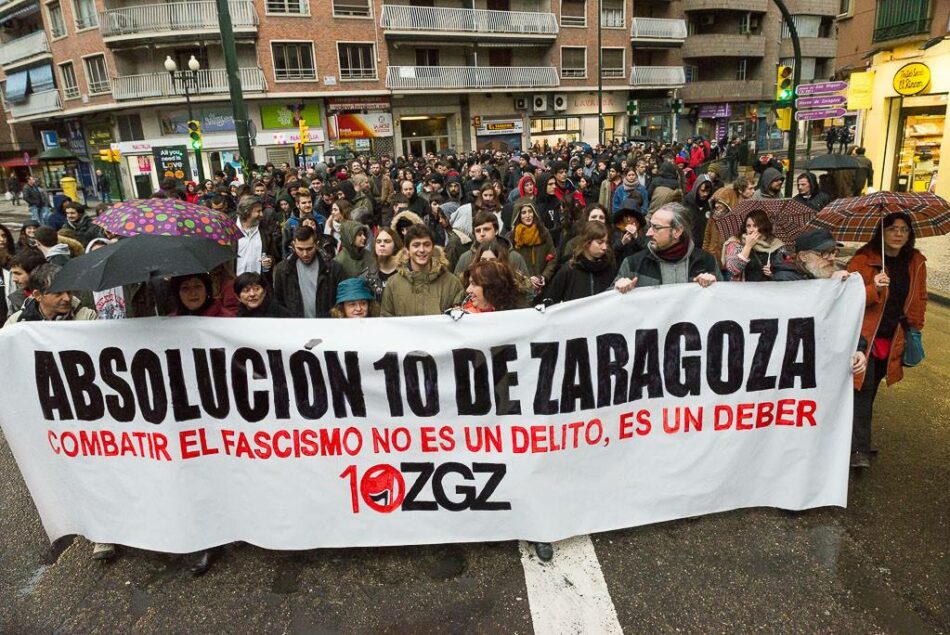 A menos de un mes del juicio, se multiplican las iniciativas que piden la absolución de los 10 de Zaragoza