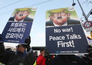 Protestan en Corea del Sur contra visita de Donald Trump