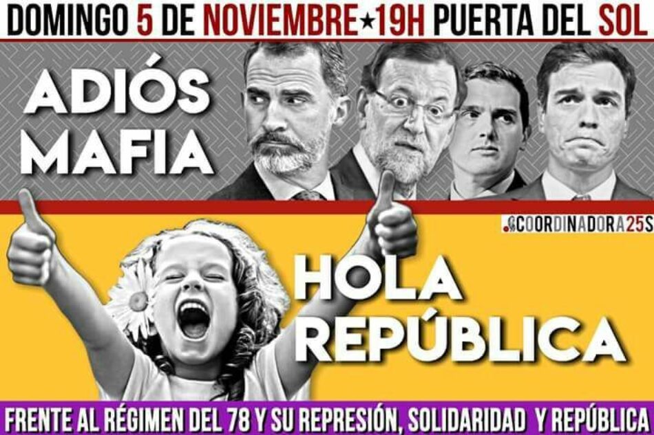 Manifestación «frente al régimen del 78 y su represión, solidaridad y república​» mañana domingo