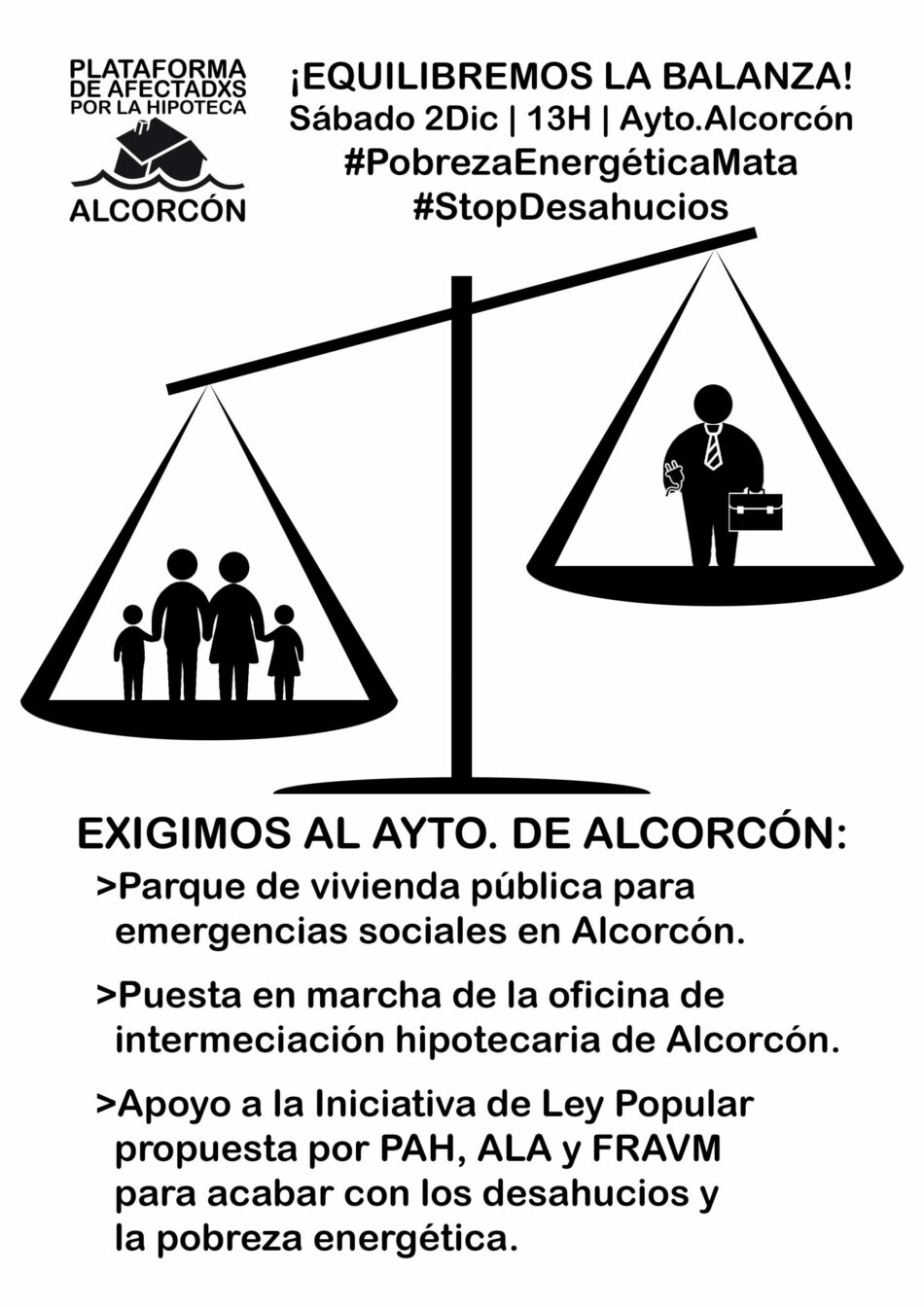 Se concentrarán el próximo 2 de diciembre frente Ayto. Alcorcón por una vivienda digna