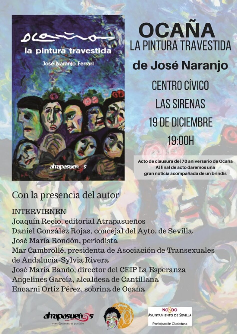 Homenaje a Ocaña en la Alameda de Sevilla con la presentación del libro «La pintura travestida » de José Naranjo