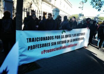 Concentración de profesorado en el Parlamento Andaluz por «una carrera docente digna»