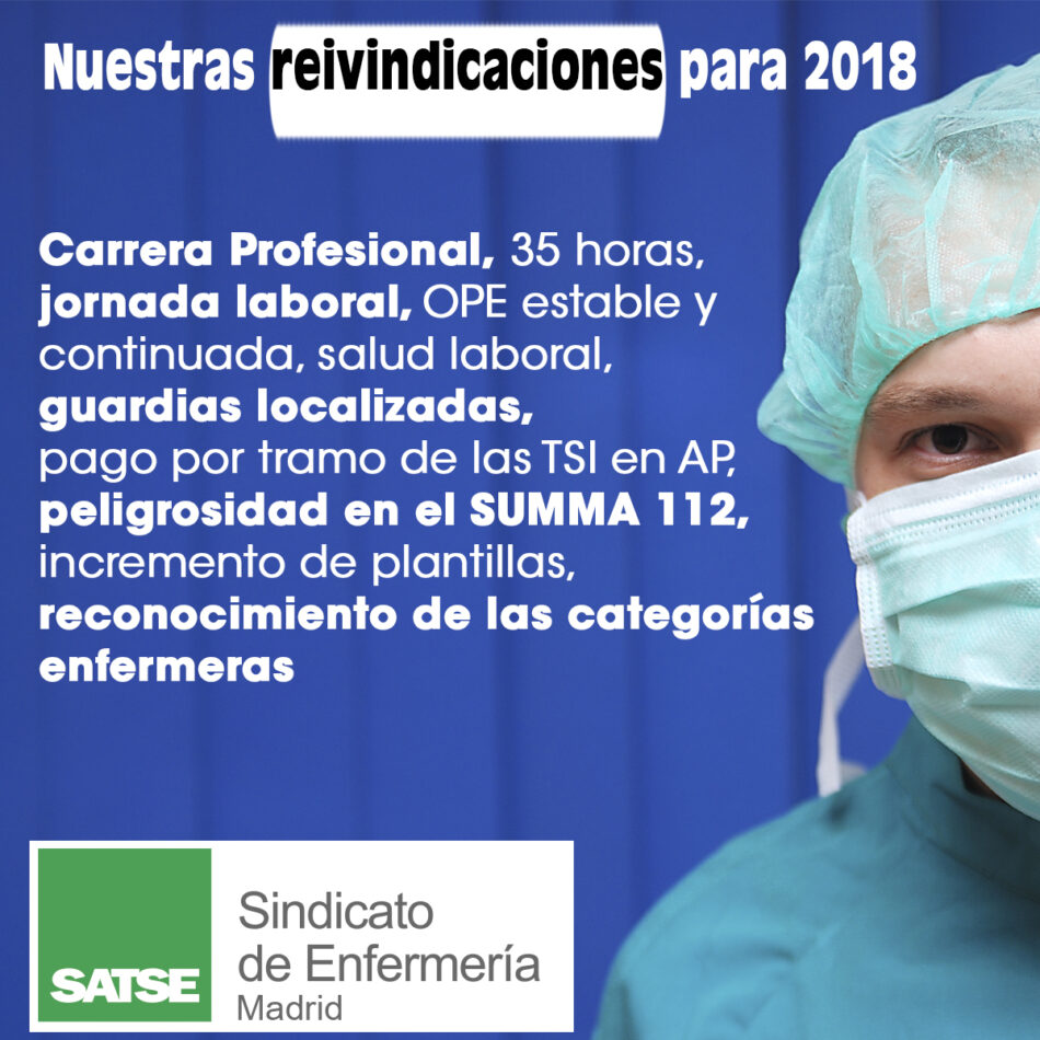 Carrera, 35 horas y empleo estable y de calidad, las prioridades de SATSE Madrid