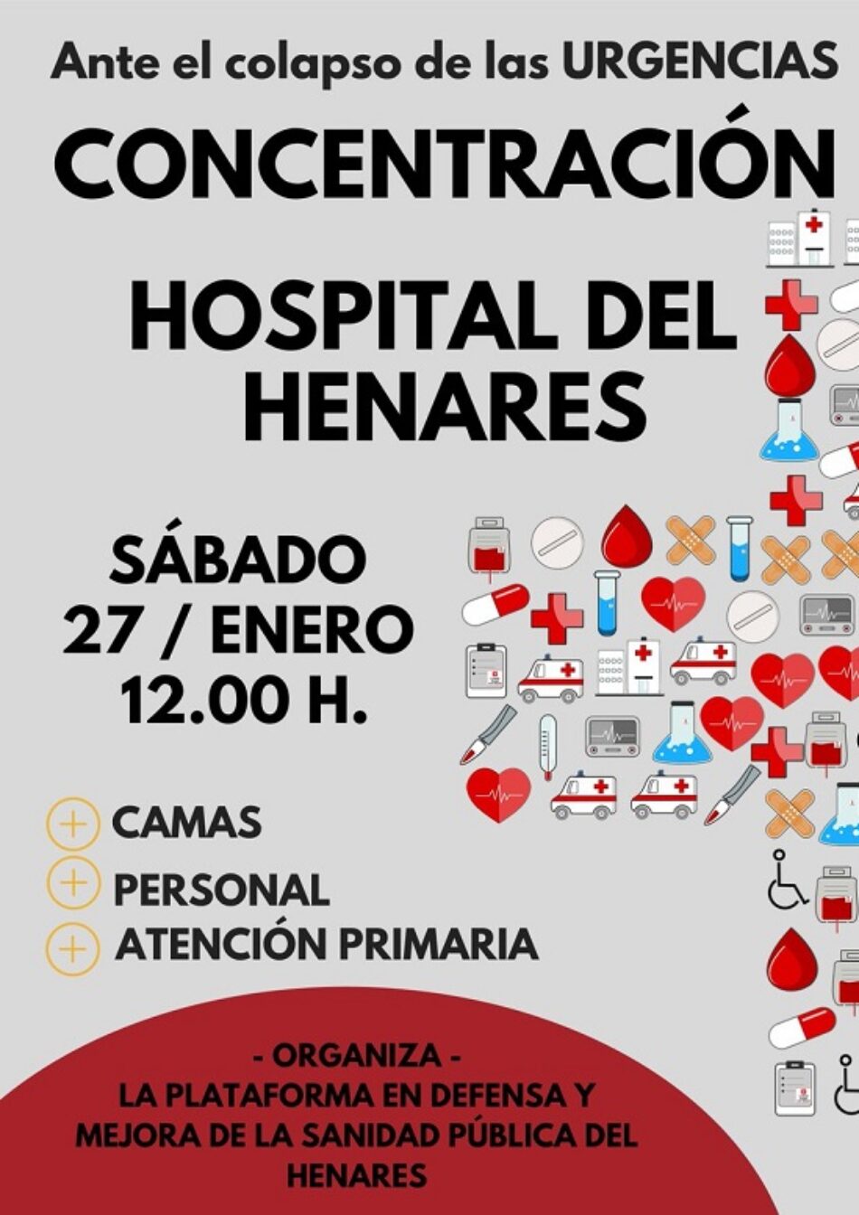 Concentración ante al hospital del Henares en protesta por el colapso en las Urgencias