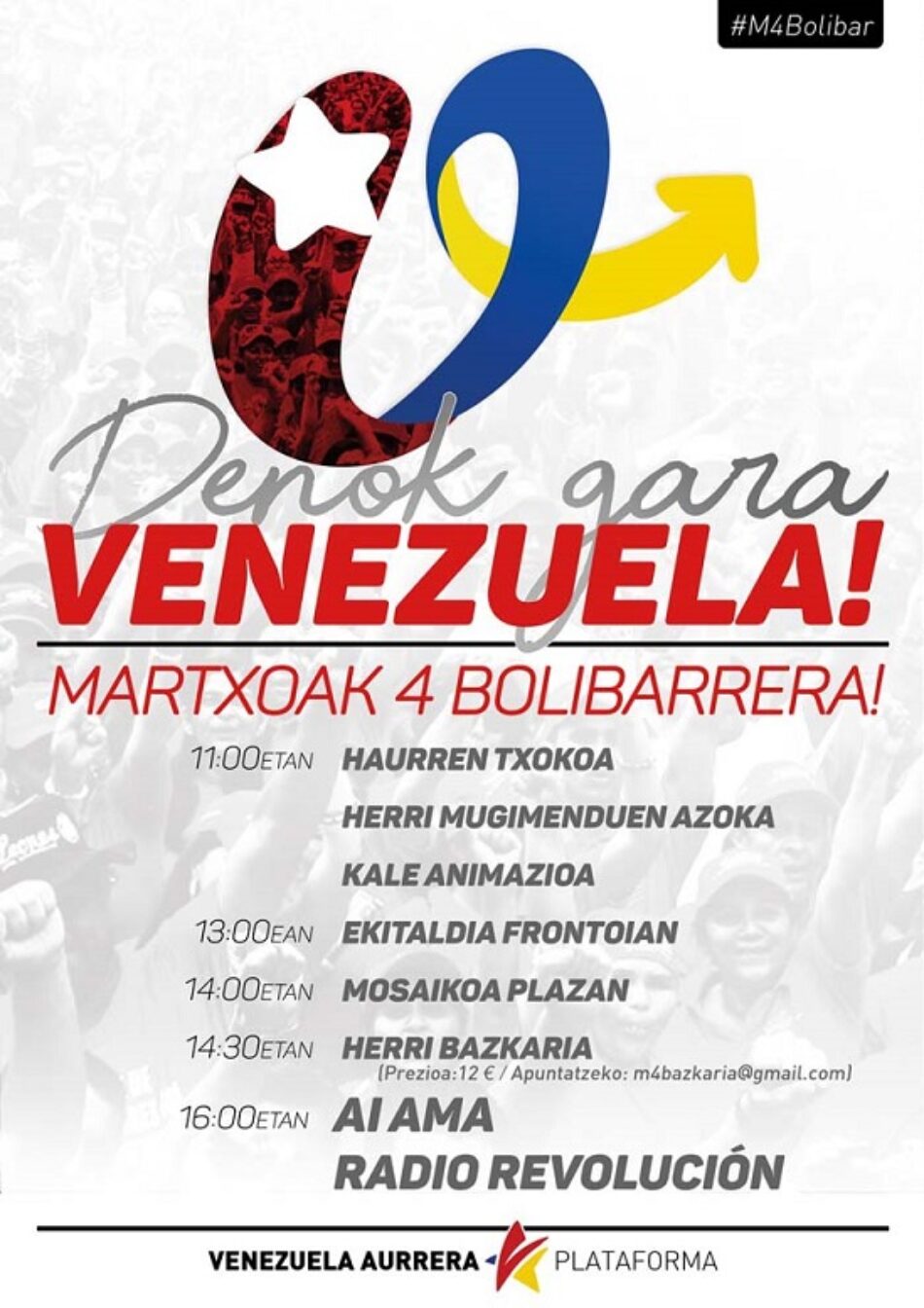 4 de marzo, Bolibar (Bizkaia): Denok gara Venezuela!, a los 5 años de la partida de Hugo Chávez