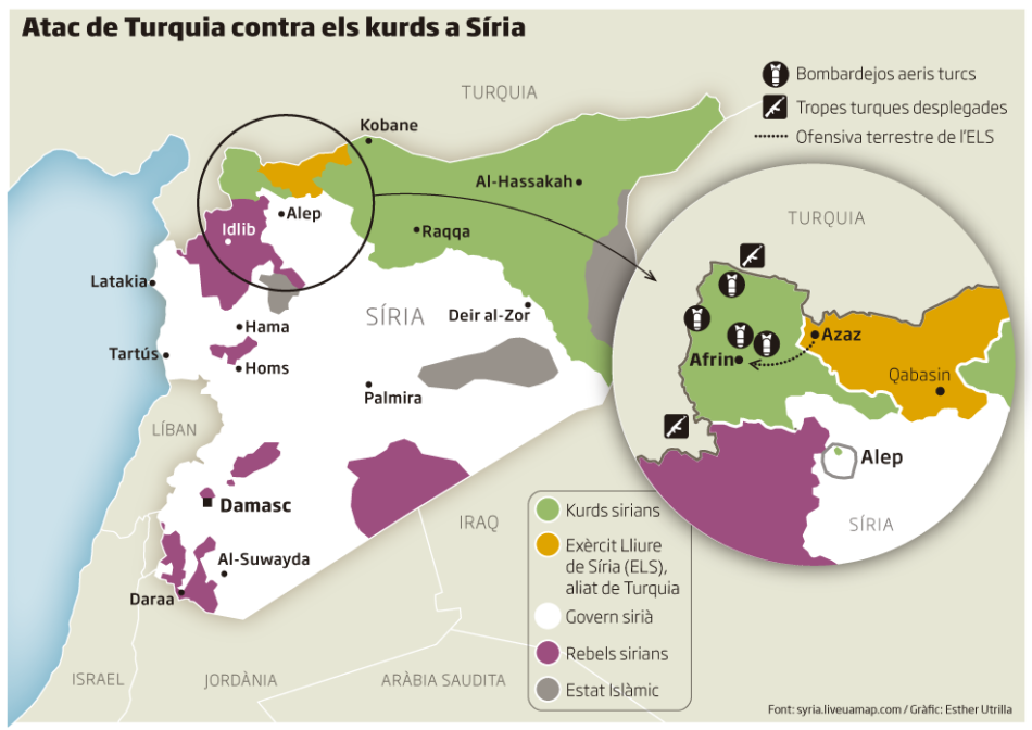 Barcelona En Comú exigeix el cessament immediat de l’agressió turca contra Afrin a Síria