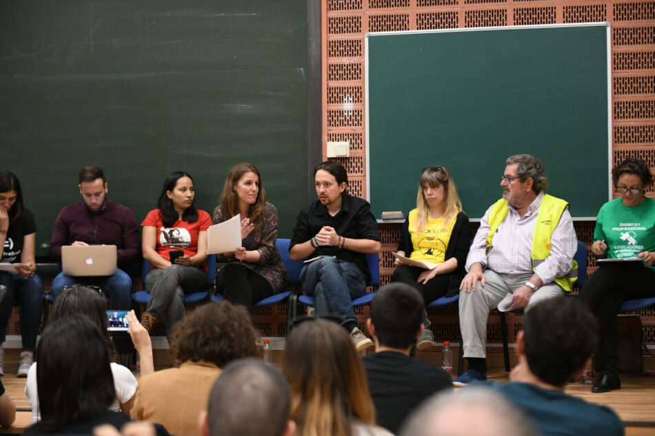 Pablo Iglesias denuncia en Valencia que el discurso del Gobierno sobre la ‘recuperación económica’ ignora a la gente trabajadora