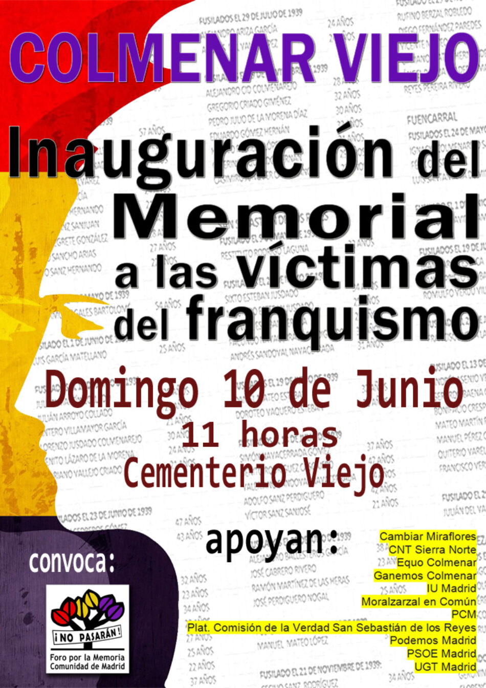 Inauguración del memorial a las Victimas del Franquismo en Colmenar Viejo