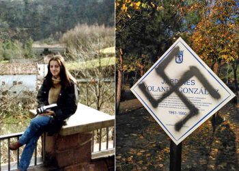 Fascistas pintan esvástica en la placa de los jardines Yolanda González, secuestrada y asesinada por militantes de Fuerza Nueva hace 38 años