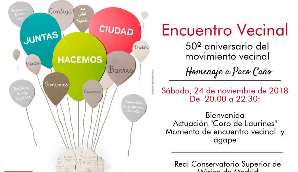 La FRAVM celebra el 50 aniversario del movimiento vecinal con un homenaje a Paco Caño