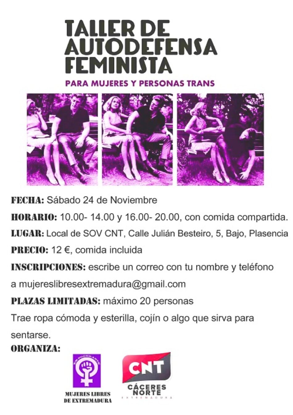 Taller de autodefensa feminista en Cáceres