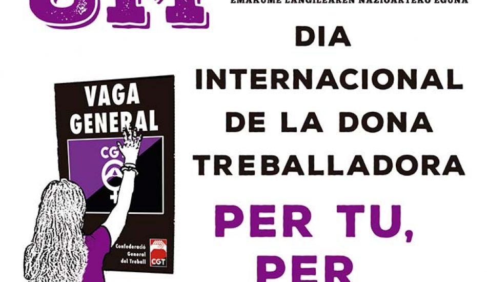 «La CGT de Barcelona registrará preaviso de huelga general de 24 horas para el 8 de marzo con un comité de huelga de 13 compañeras»