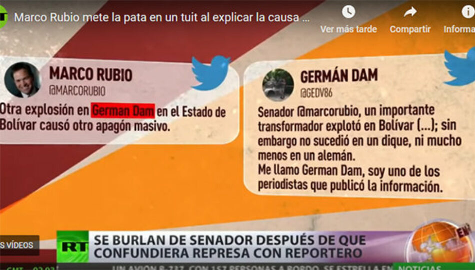 Marco Rubio afirma que causa del apagón fue la explosión en un “dique alemán” (que no existe)