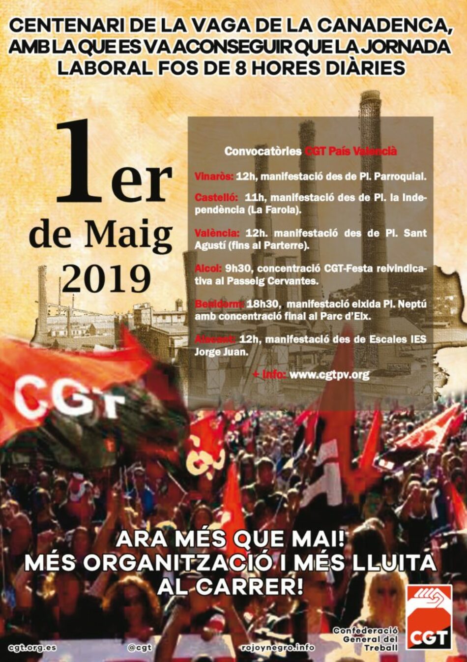 CGT-PV davant el 1er de Maig 2019: Ara més que mai! Més organització i més lluita al carrer!