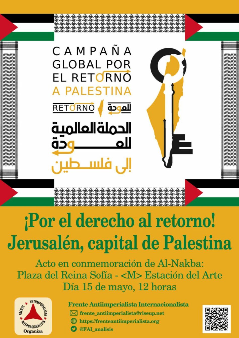 Concentración: ¡Por el derecho al retorno! Jerusalén capital de Palestina