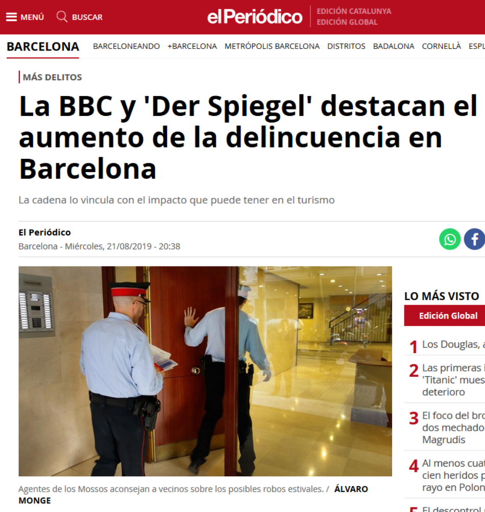 Col·legi de Criminòlegs de Catalunya: «no hay ninguna crisis de seguridad en Barcelona»
