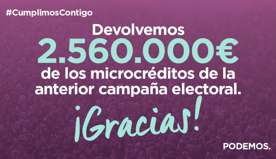 Podemos empieza a devolver los microcréditos de las campañas electorales de abril y mayo