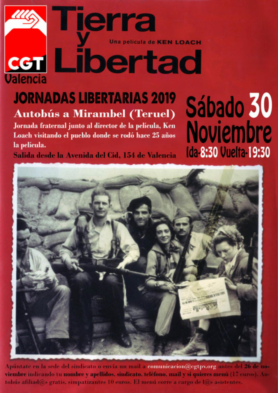 Las Jornadas Libertarias 2019 de CGT-Valencia conmemoran el 25º aniversario de ‘Tierra y Libertad’