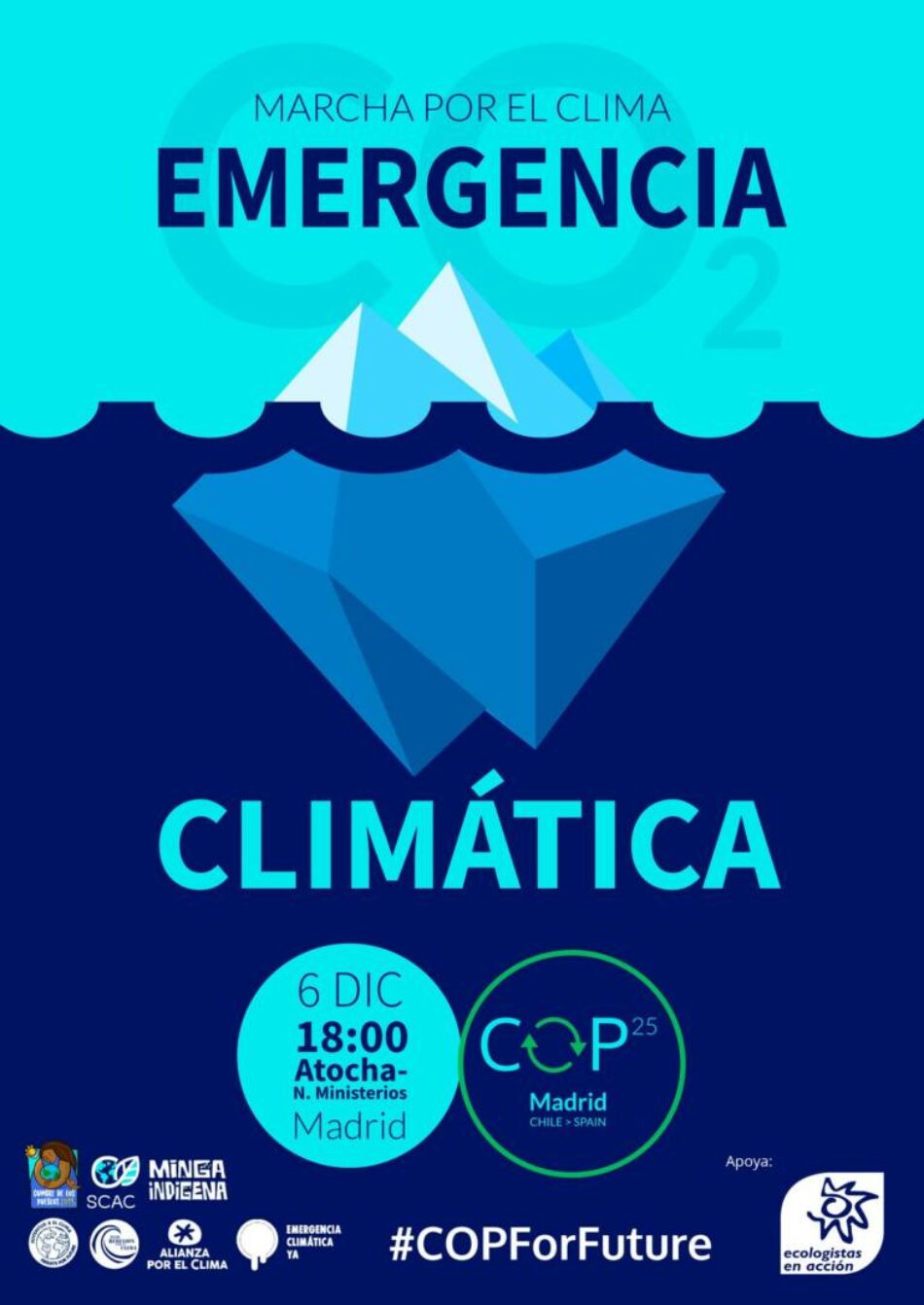 Movilización ecologista sin precedentes frente a la COP25 el 6 de diciembre