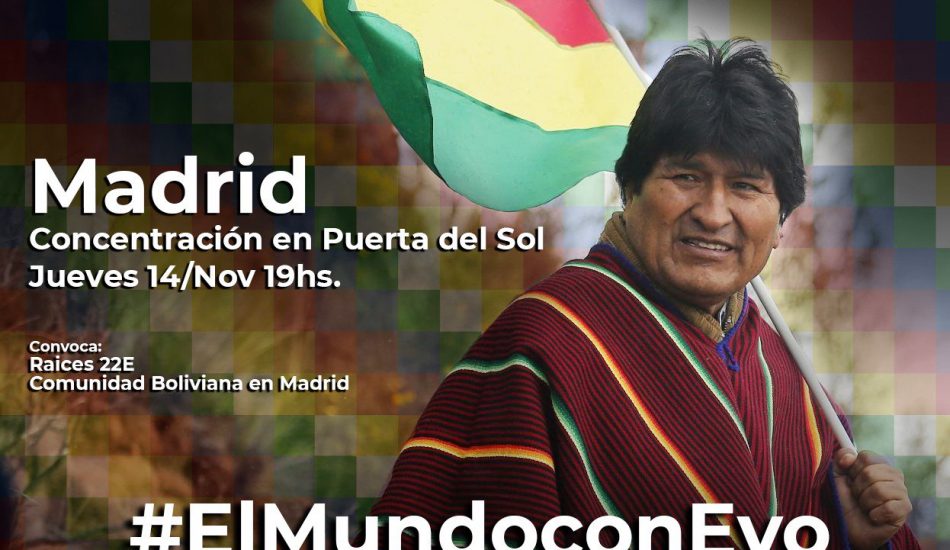 #ElMundoconEvo: concentración en Madrid contra el golpe de Estado en Bolivia
