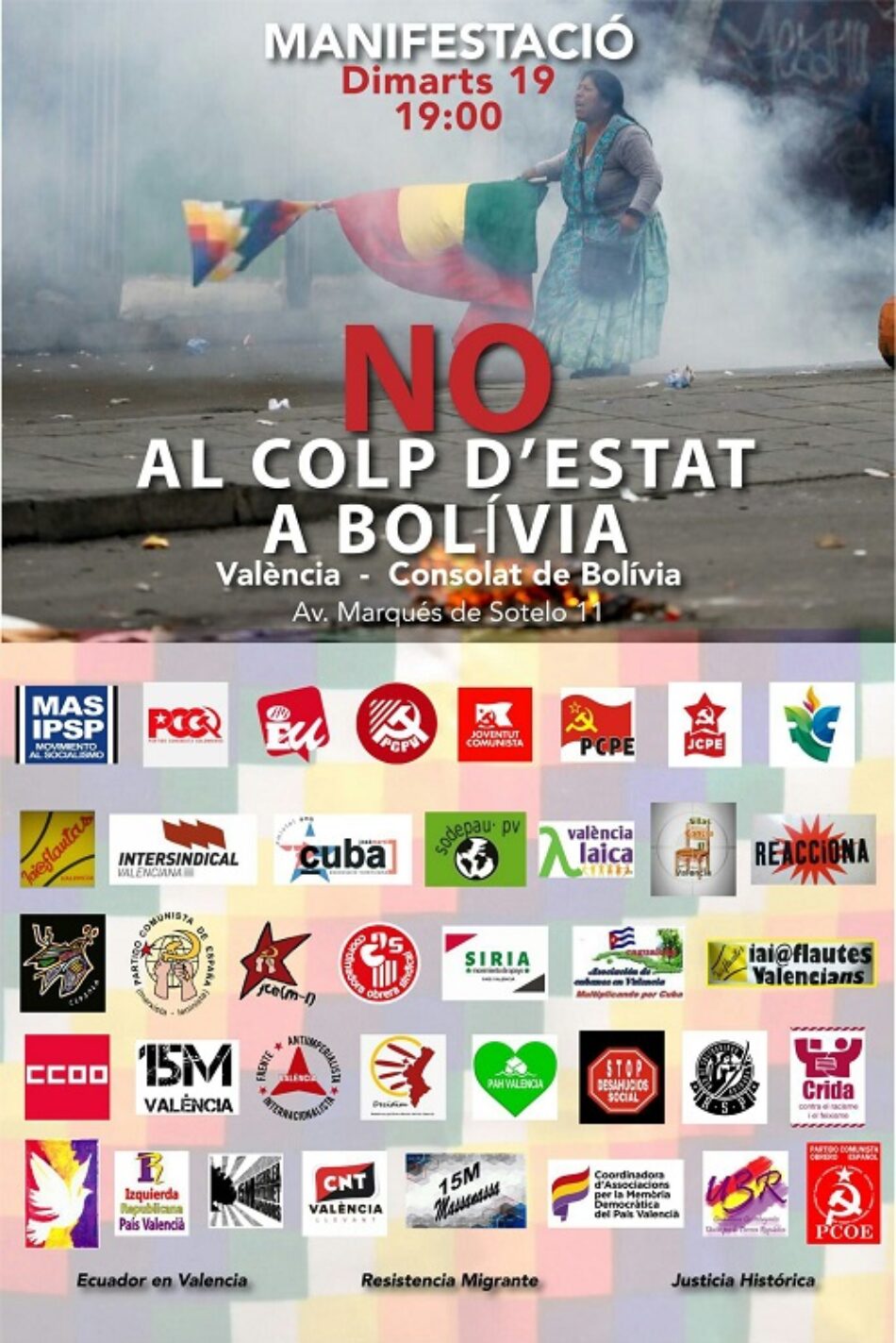 Manifestación en Valencia: «No al golpe de Estado en Bolivia»