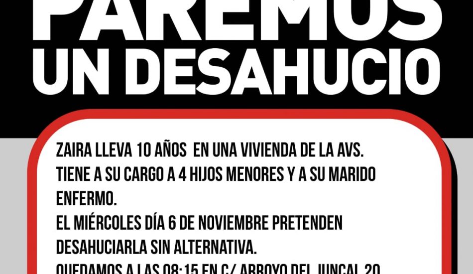 La ONU solicita la suspensión del desahucio de una familia de Vicálvaro previsto para mañana