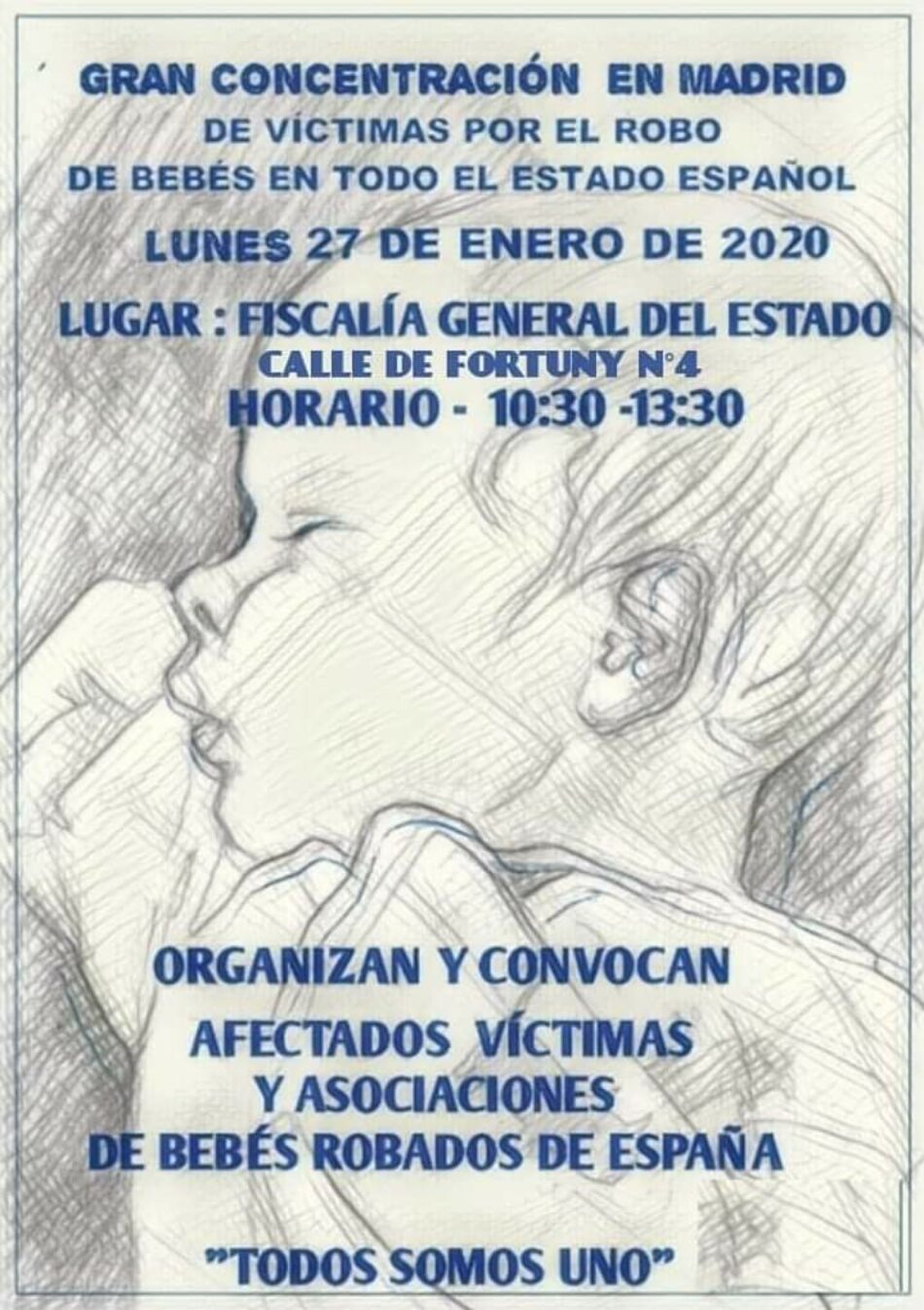 27-E: Gran concentración por el robo de bebés frente a la Fiscalía General del Estado, en Madrid