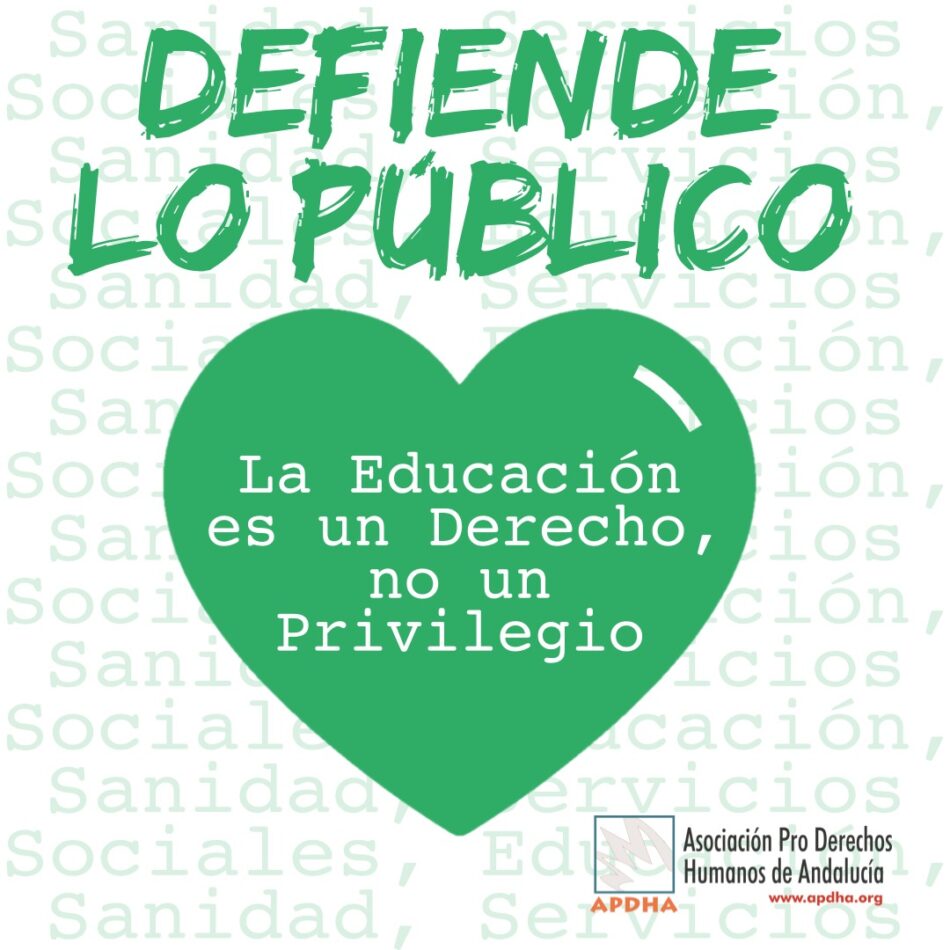 APDHA hace un llamamiento a optar por la escuela pública en la escolarización para el próximo curso