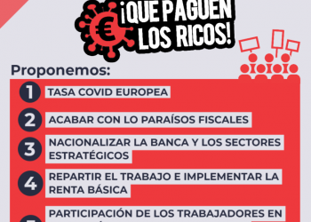 Anticapitalistas lanza una campaña con cinco propuestas para que la crisis del COVID19 la «paguen los ricos»