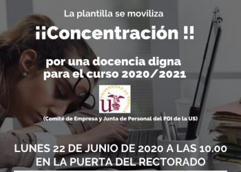 Los docentes universitarios protestan este lunes contra las restricciones de las clases presenciales en la Universidad de Sevilla