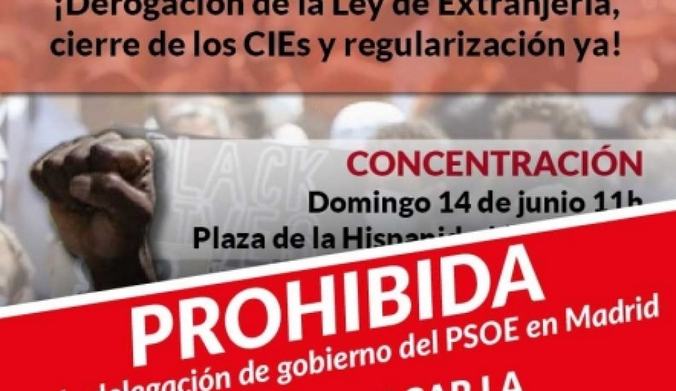 La Delegación del Gobierno del PSOE prohíbe una concentración antirracista y antifascista en Alcorcón