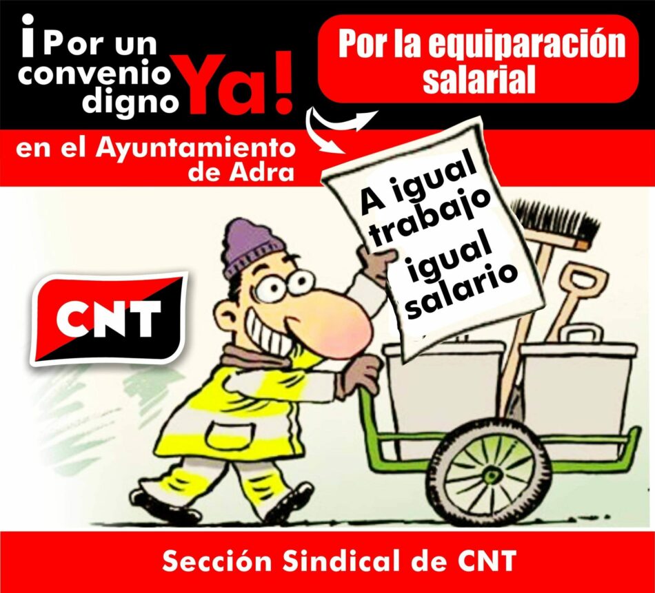 CNT exige la denuncia formal del convenio colectivo del personal laboral del Ayuntamiento de Adra (Almería) para acabar con la doble escala salarial