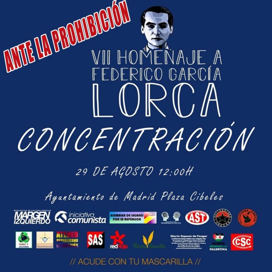 Protesta contra el Ayuntamiento de Madrid por prohibir un homenaje a Lorca