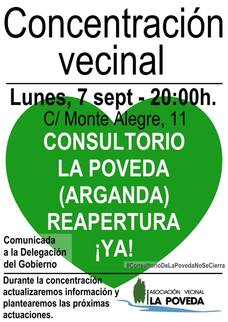 Vuelven las concentraciones vecinales a La Poveda para exigir la reapertura del consultorio médico, cerrado desde marzo